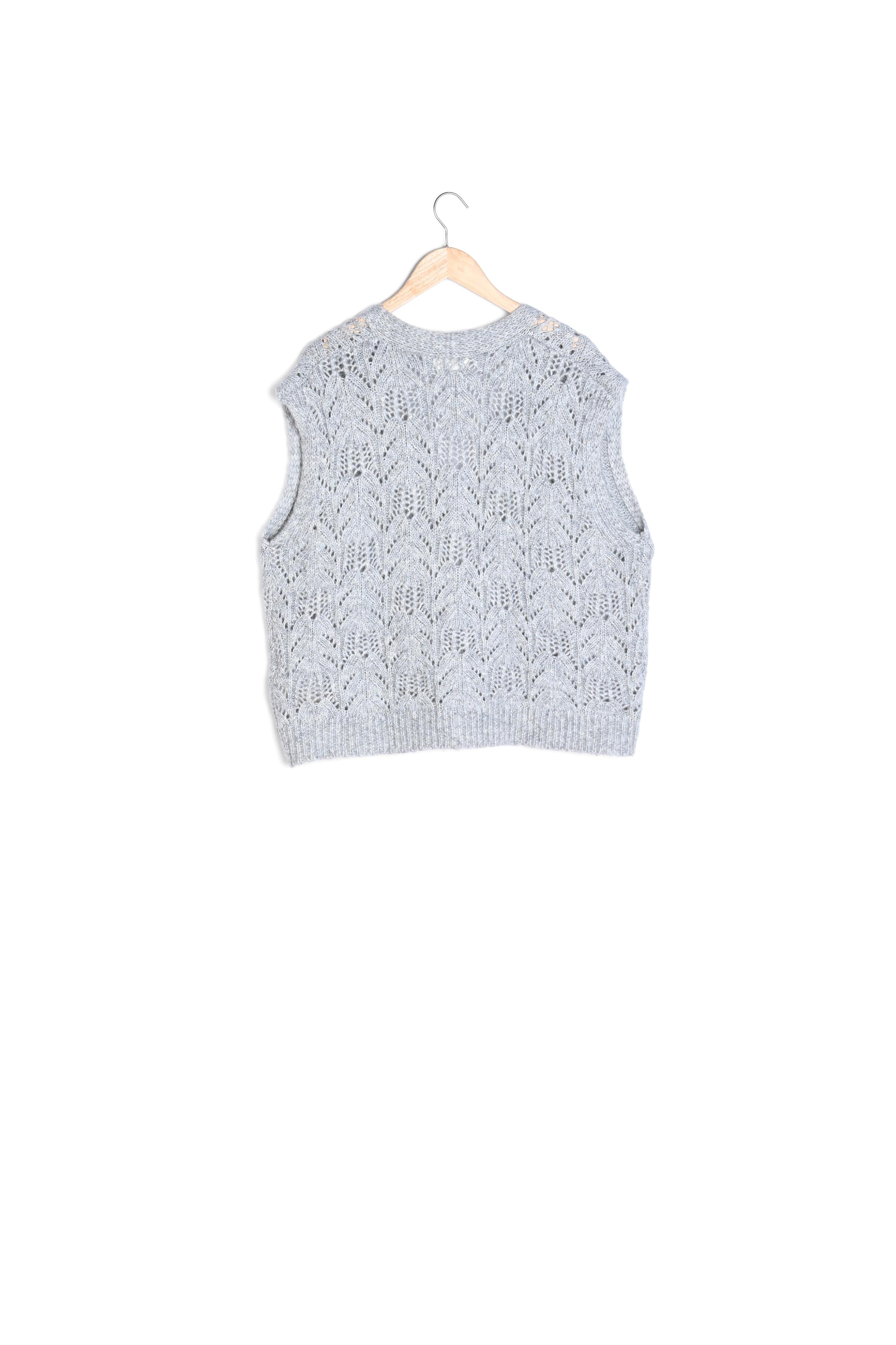 Gilet sans manches ajouré gris chiné Bawer Bis Faume - seconde main