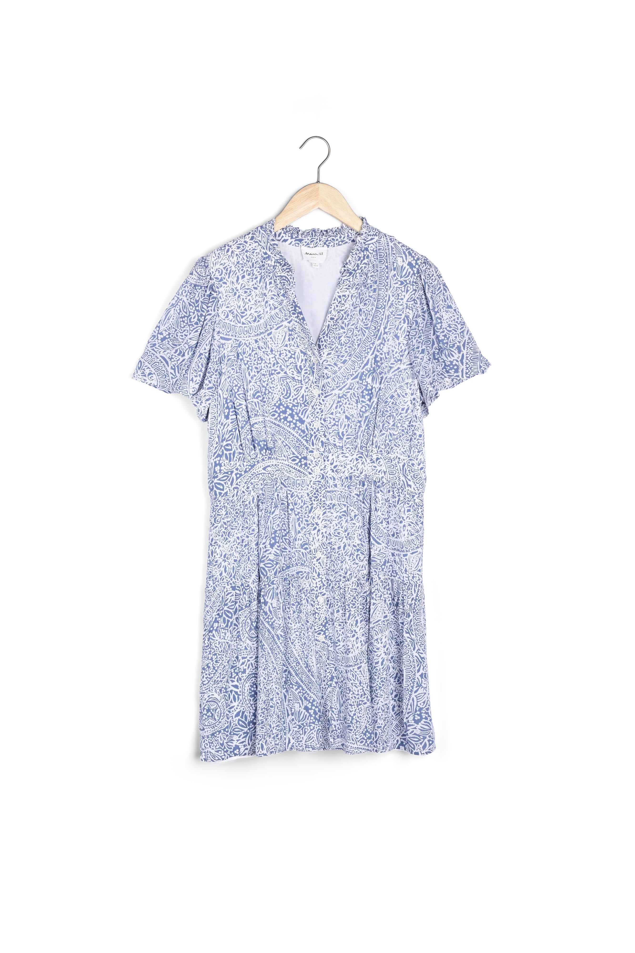 Robe courte imprimée bleu ciel Leonie Faume - seconde main