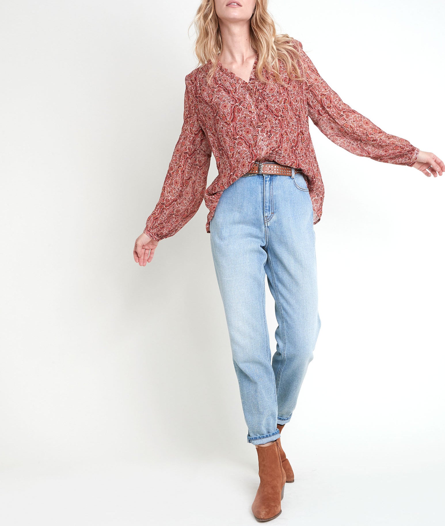 Blouse beige imprimée Tollya Faume - seconde main