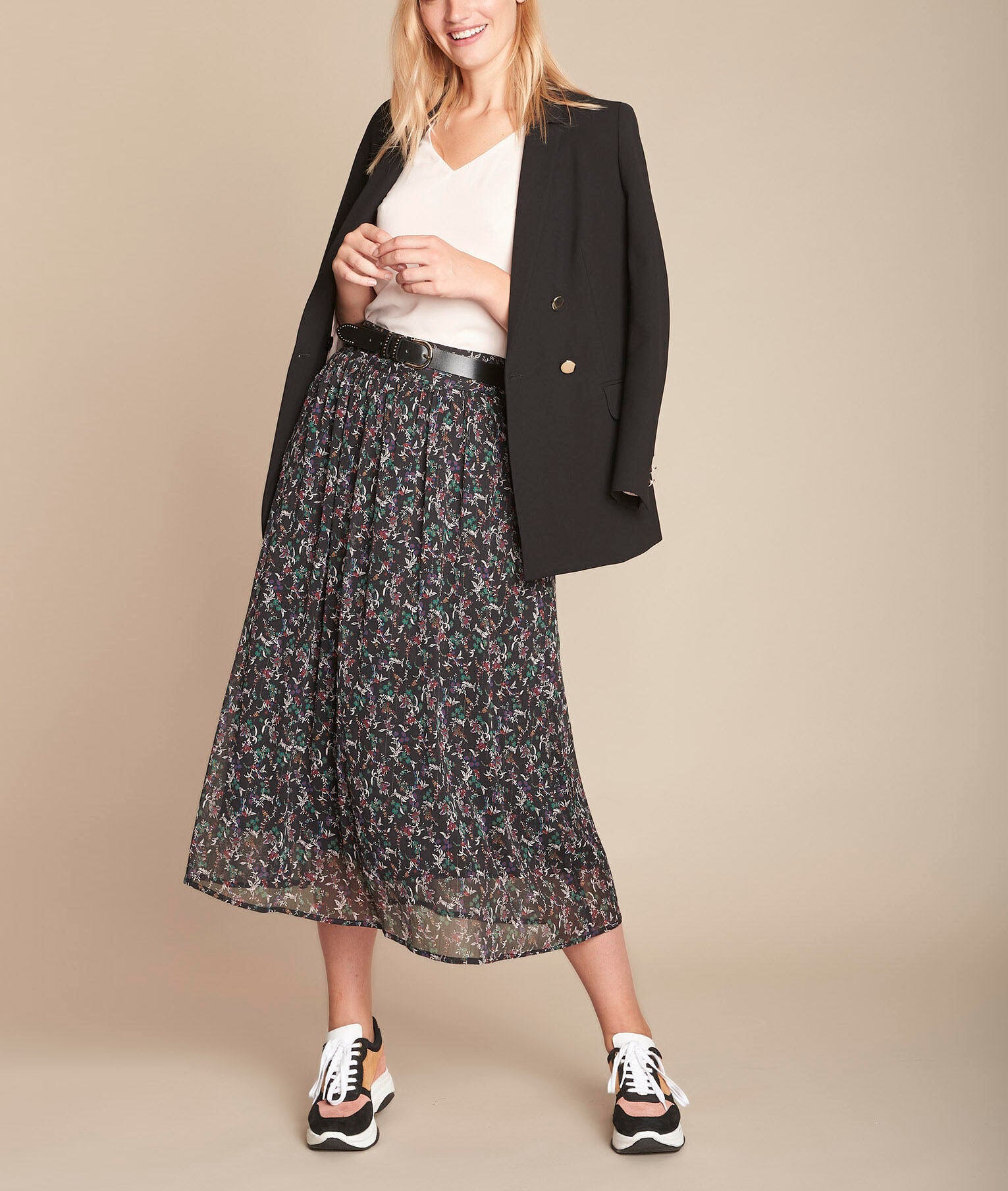 Jupe longue imprimé fleuri Kadia Faume - seconde main