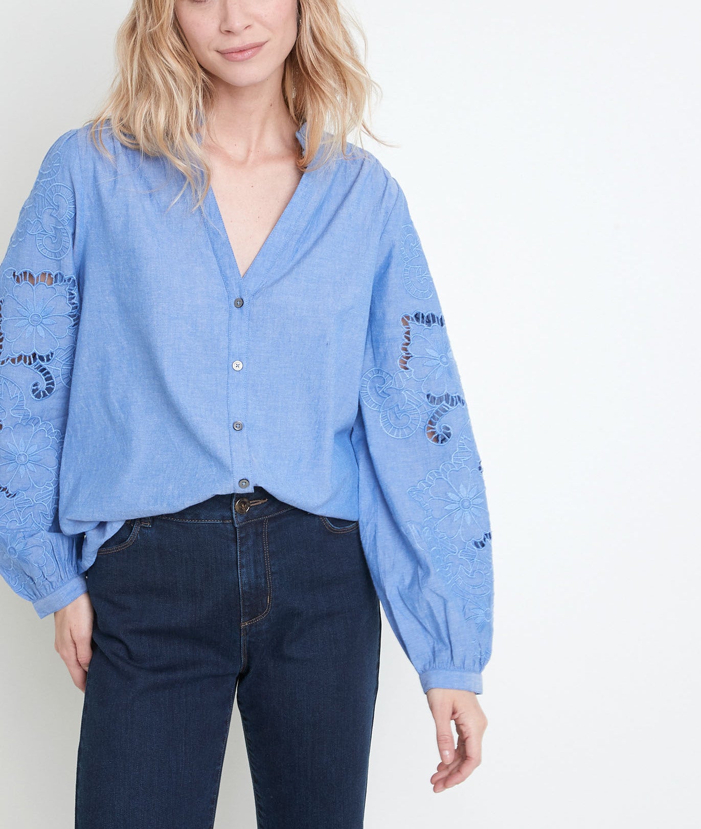 Blouse en coton brodé Tori Faume - seconde main