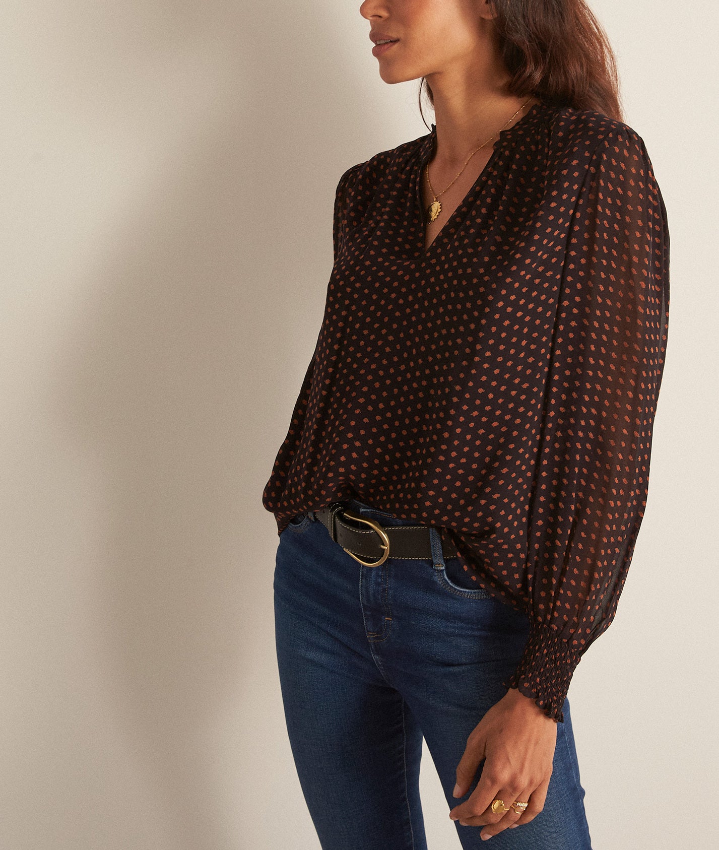 Blouse légère bleu marine imprimé Charme Faume - seconde main