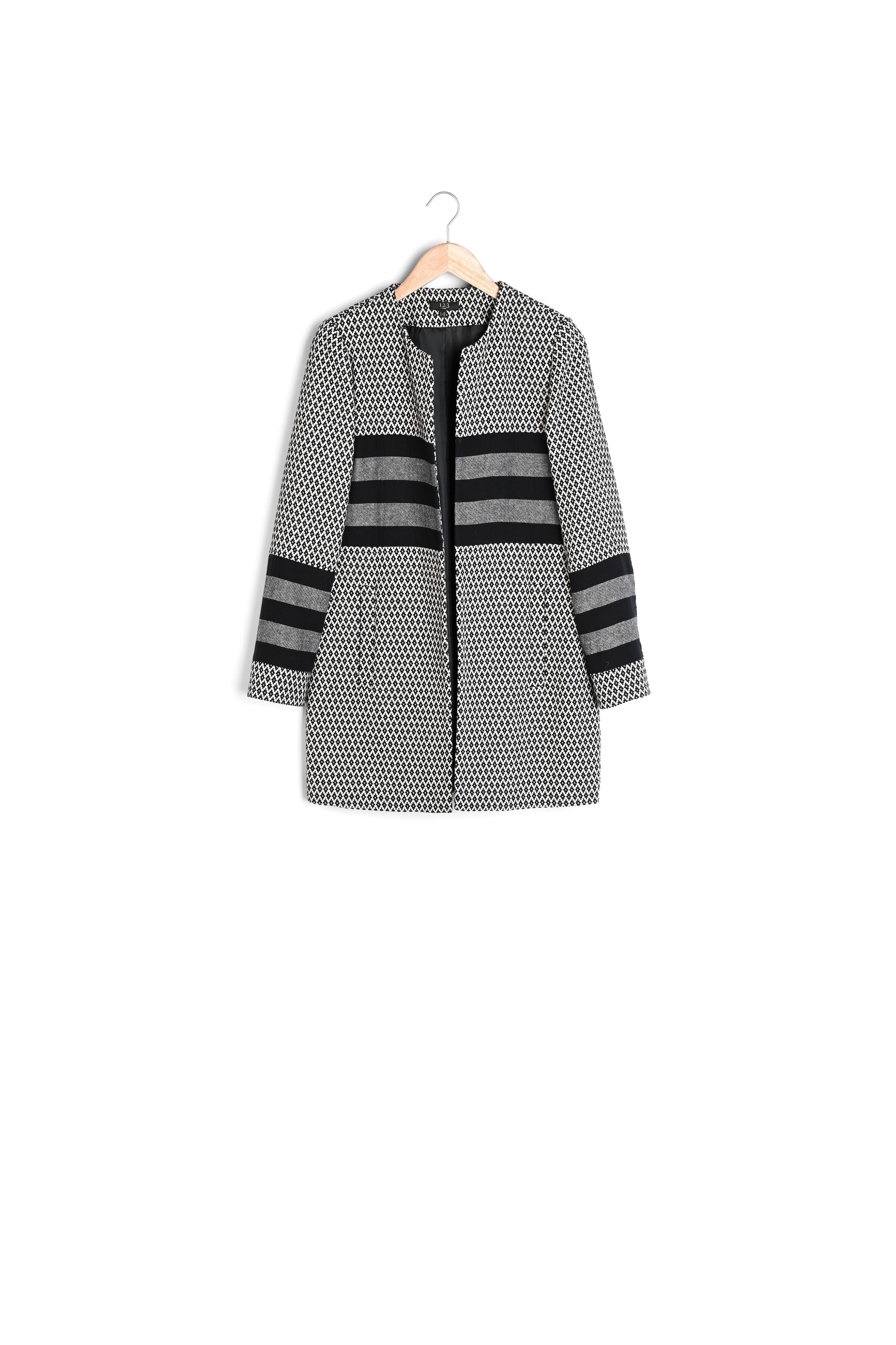 Manteau noir jacquard droit Darling Faume - seconde main