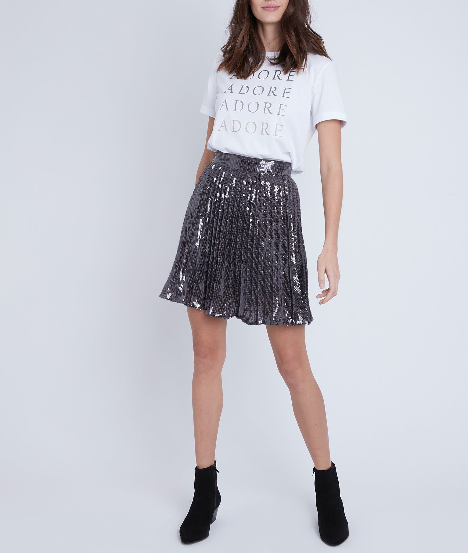 Jupe plissée à sequins Gemme Faume - seconde main