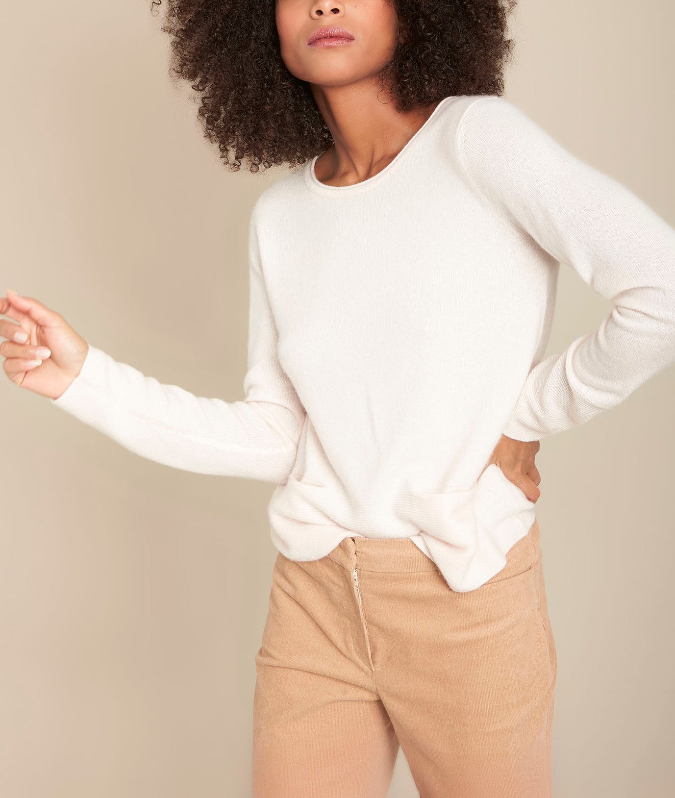 Pull rose poudre en cachemire Fog Faume - seconde main