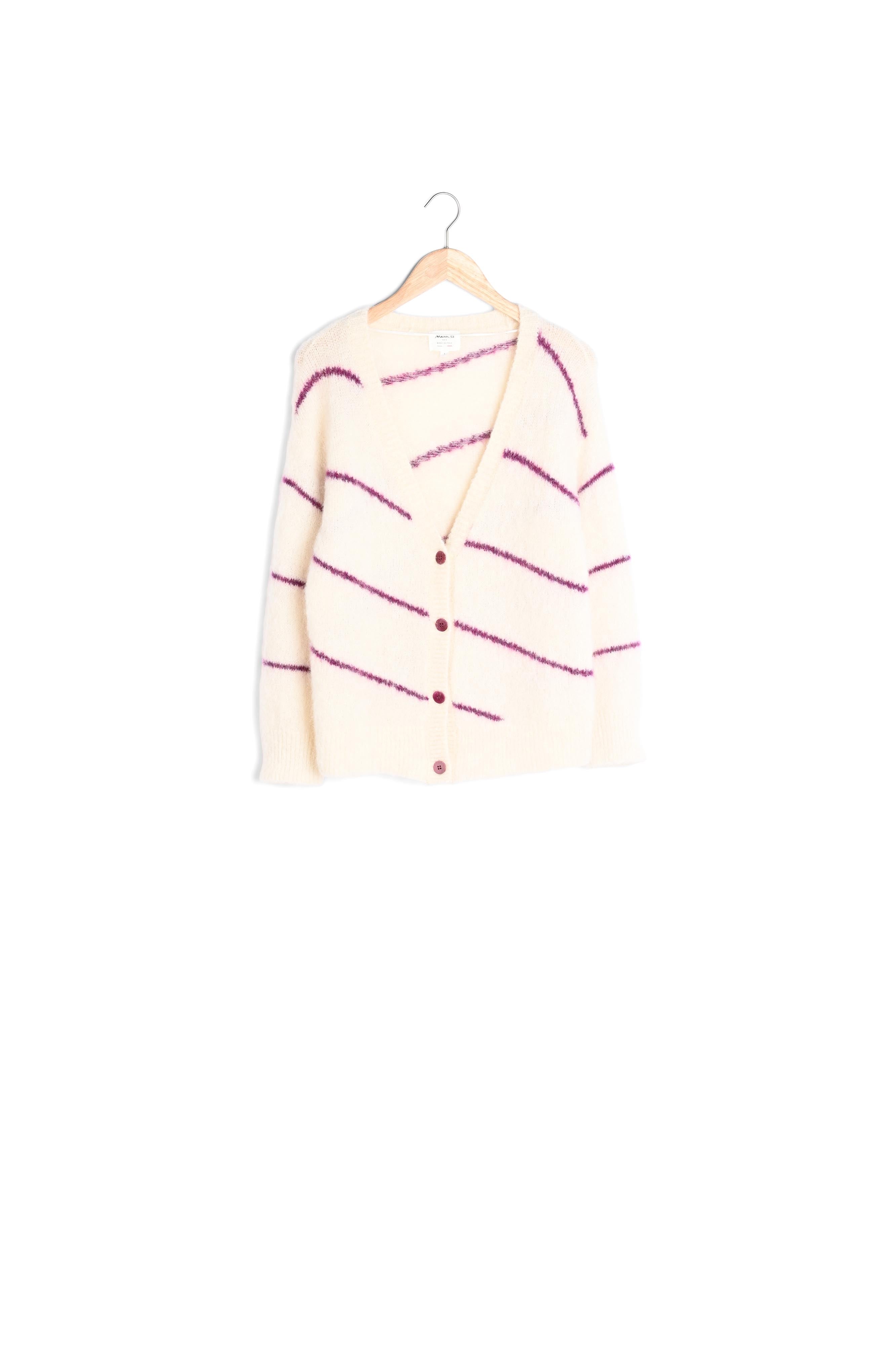 Cardigan en alpaga et mohair rayé ecru Pawel Faume - seconde main