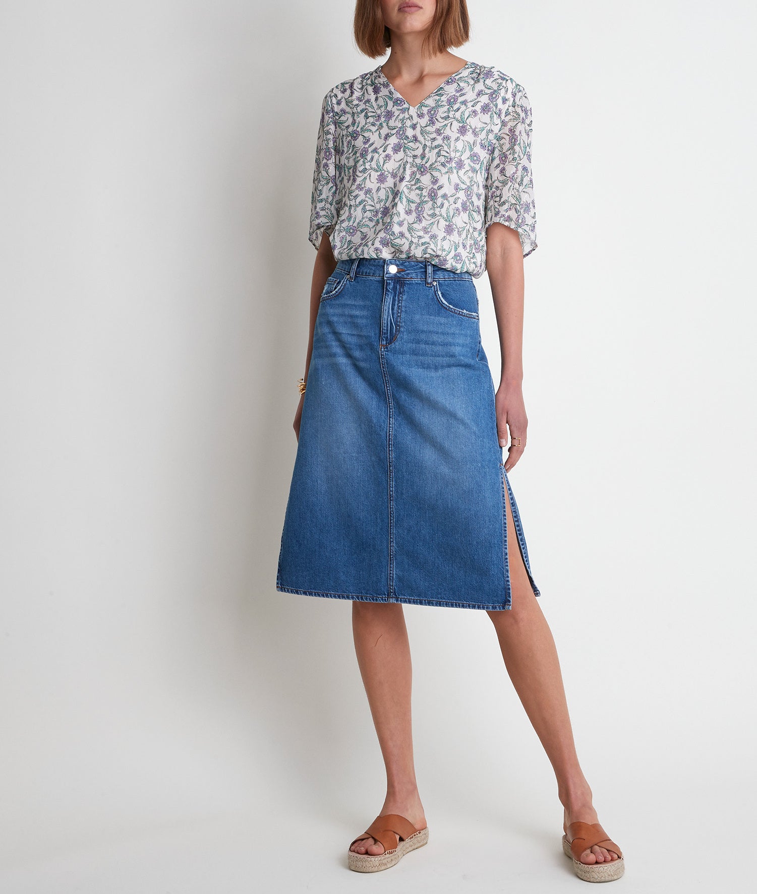 Jupe en coton denim Erva Faume - seconde main