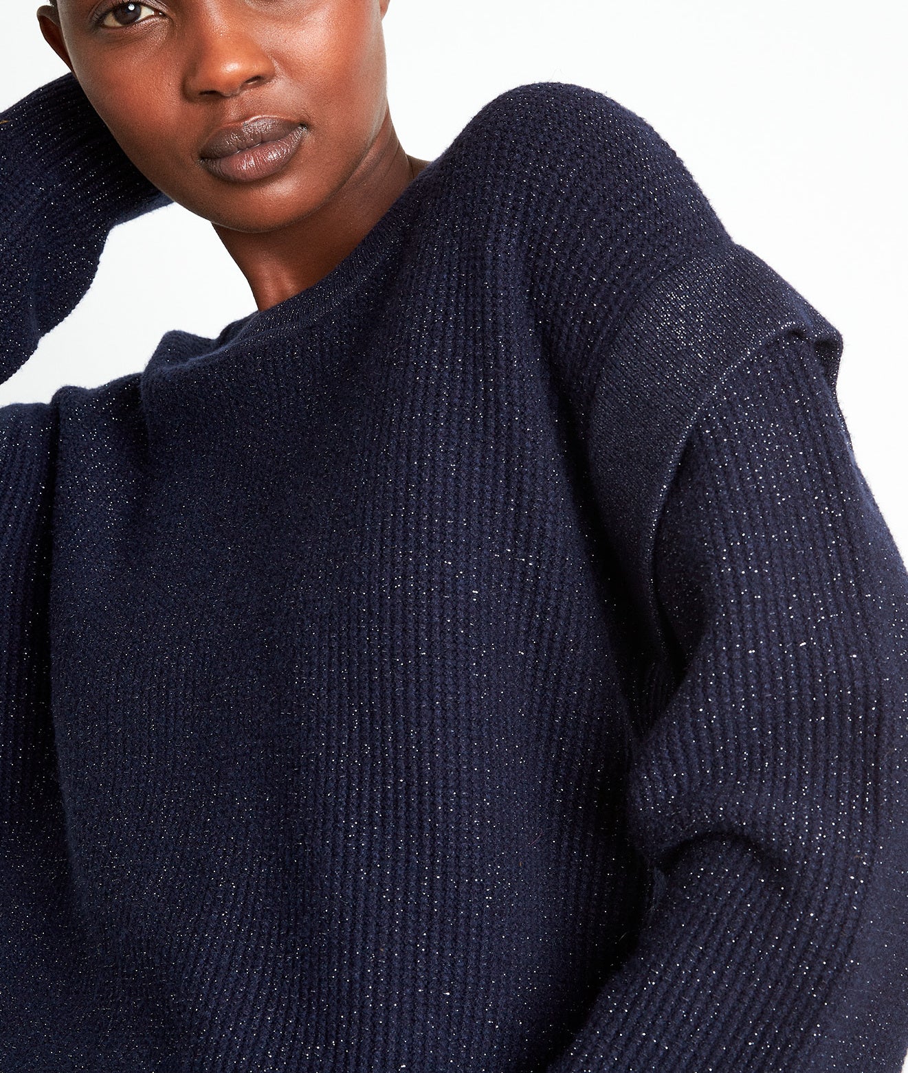 Pull oversize structuré bleu marine Tilly Faume - seconde main