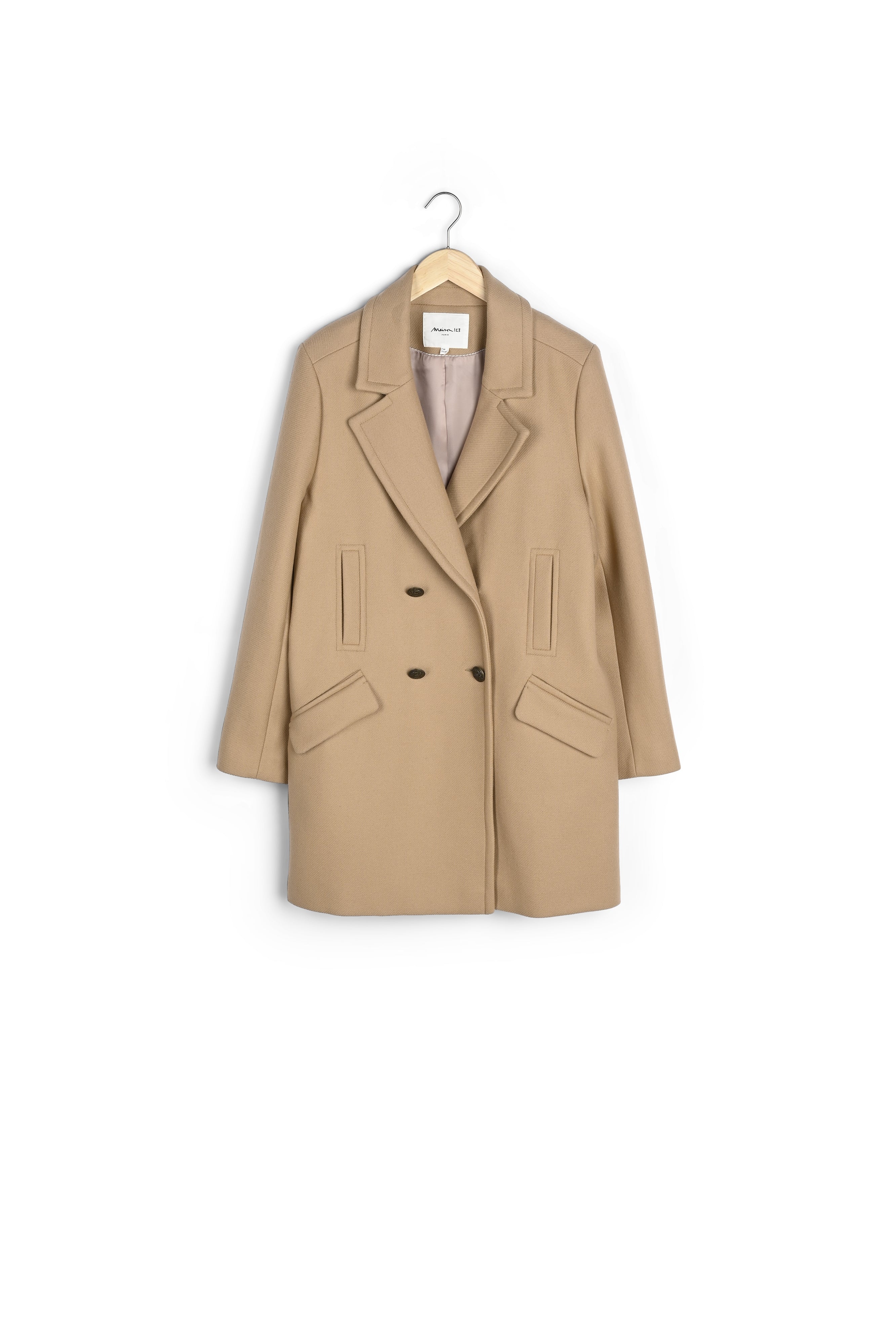 Manteau long croisé beige Lee Faume - seconde main