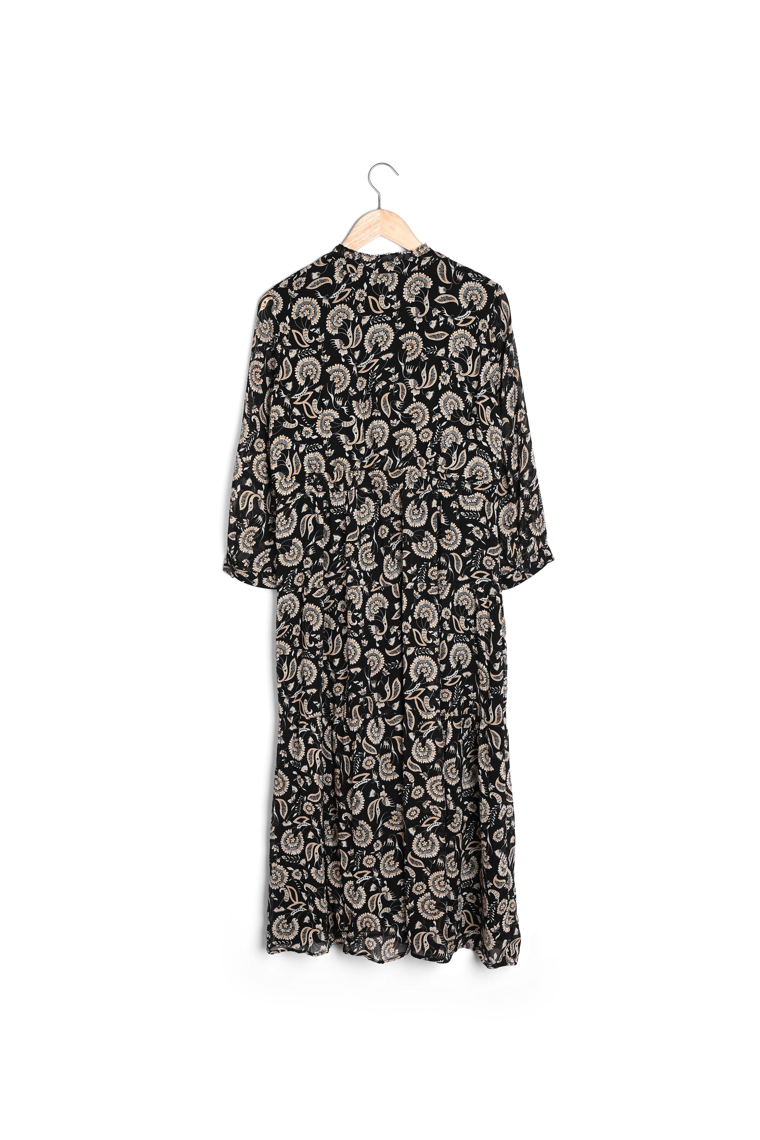 Robe longue vaporeuse imprimée noire Carola Faume - seconde main