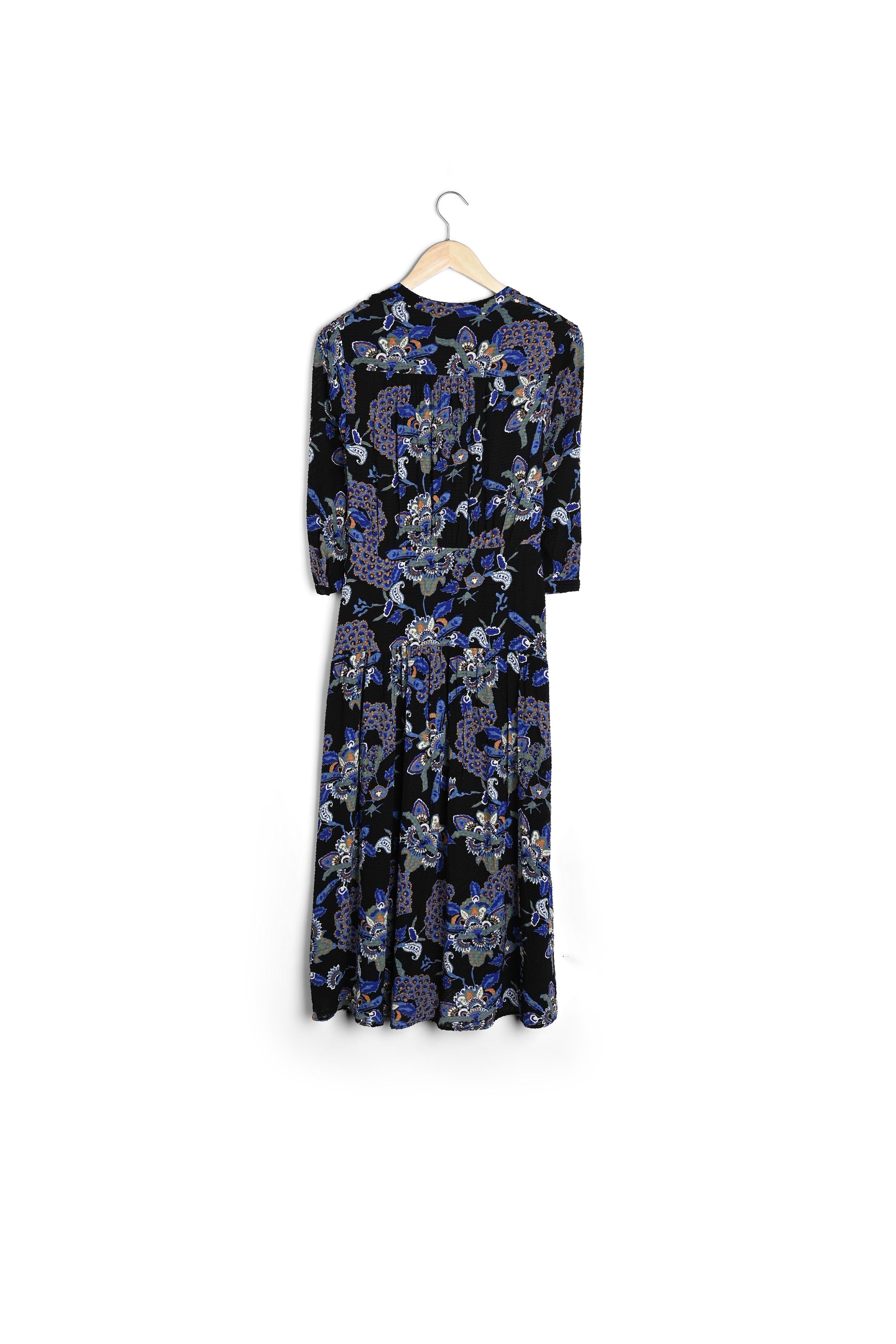 Robe chemise longue à l'imprimé floral bleu Sia Faume - seconde main