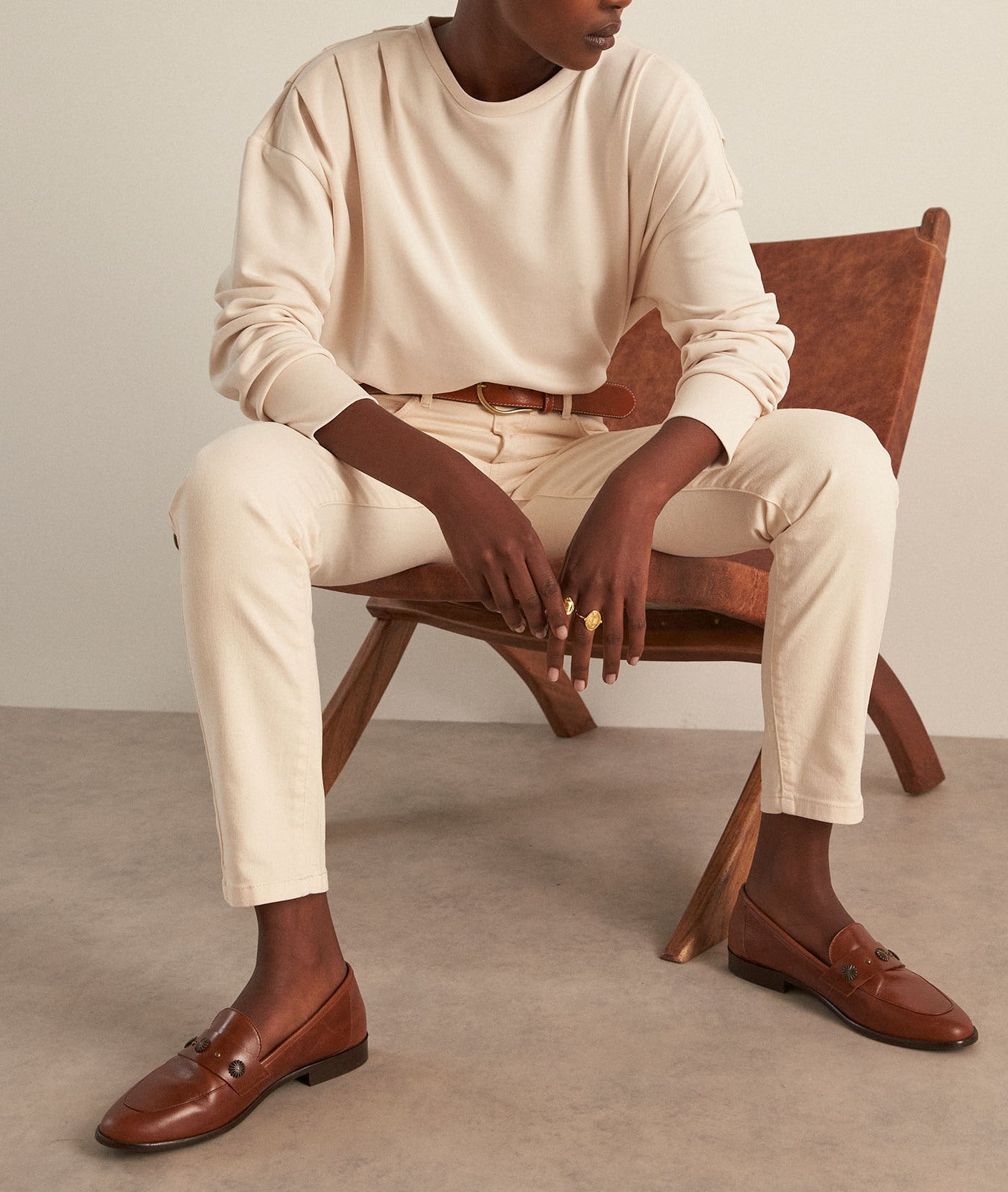 Sweat-shirt léger à épaulettes ivoire Fire Faume - seconde main