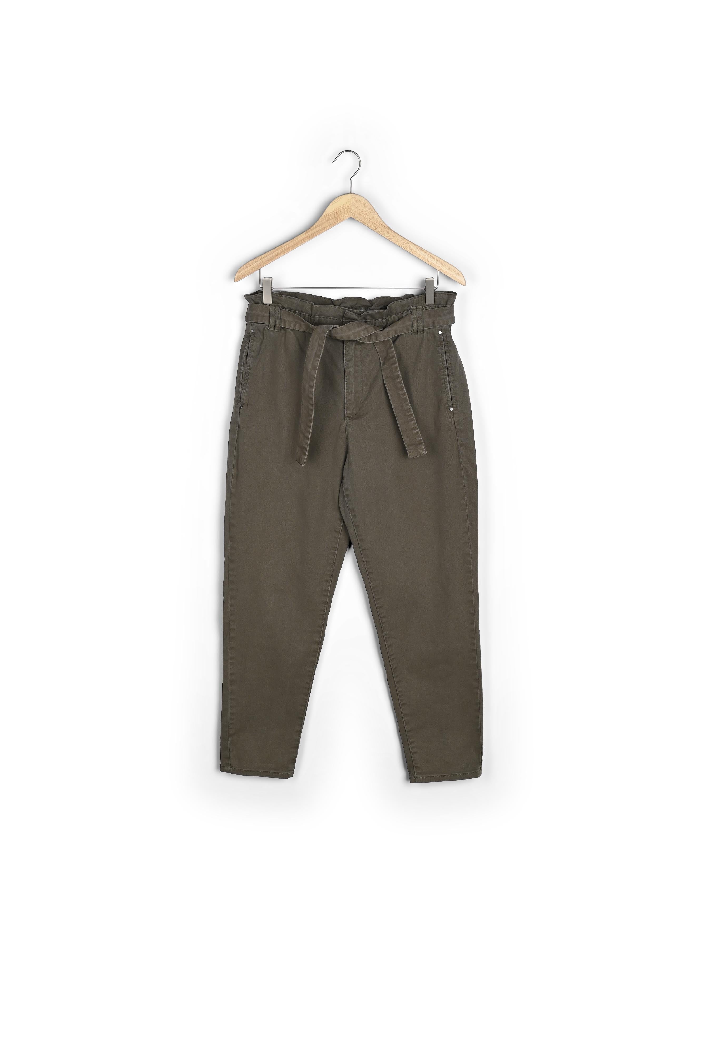 Jean droit paper bag kaki Barbara Faume - seconde main