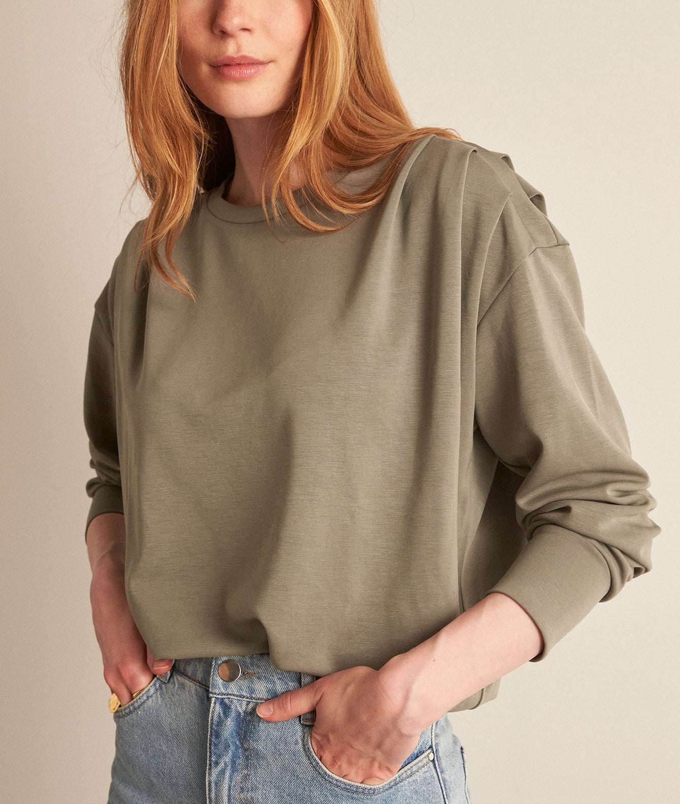 Sweat-shirt léger à épaulettes sauge Fire Faume - seconde main