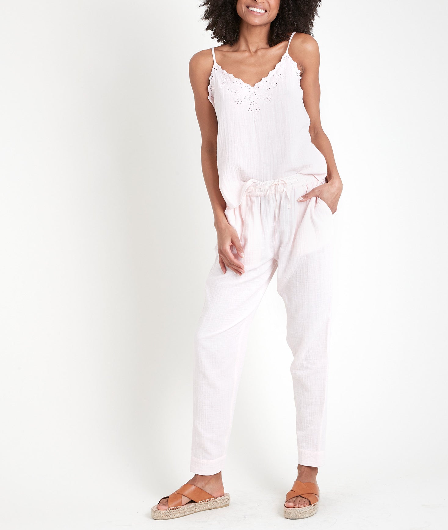 Pantalon en coton cigarette poudré Frahim Faume - seconde main