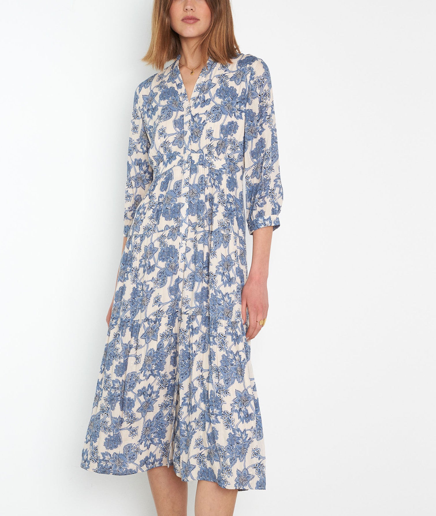 Robe longue imprimée bleu ciel Carola Faume - seconde main