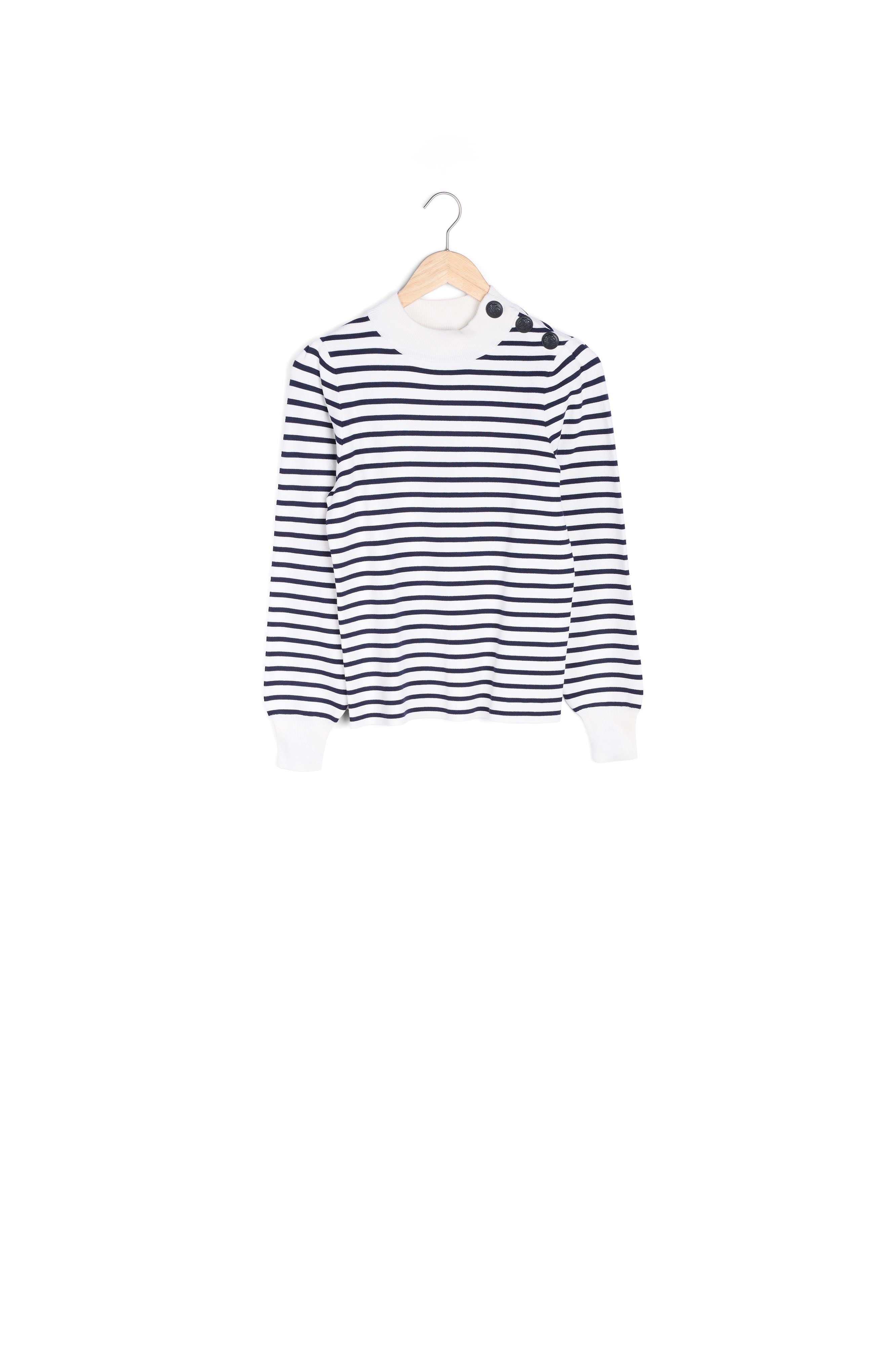 Marinière en viscose responsable blanche et bleue Telma Faume - seconde main