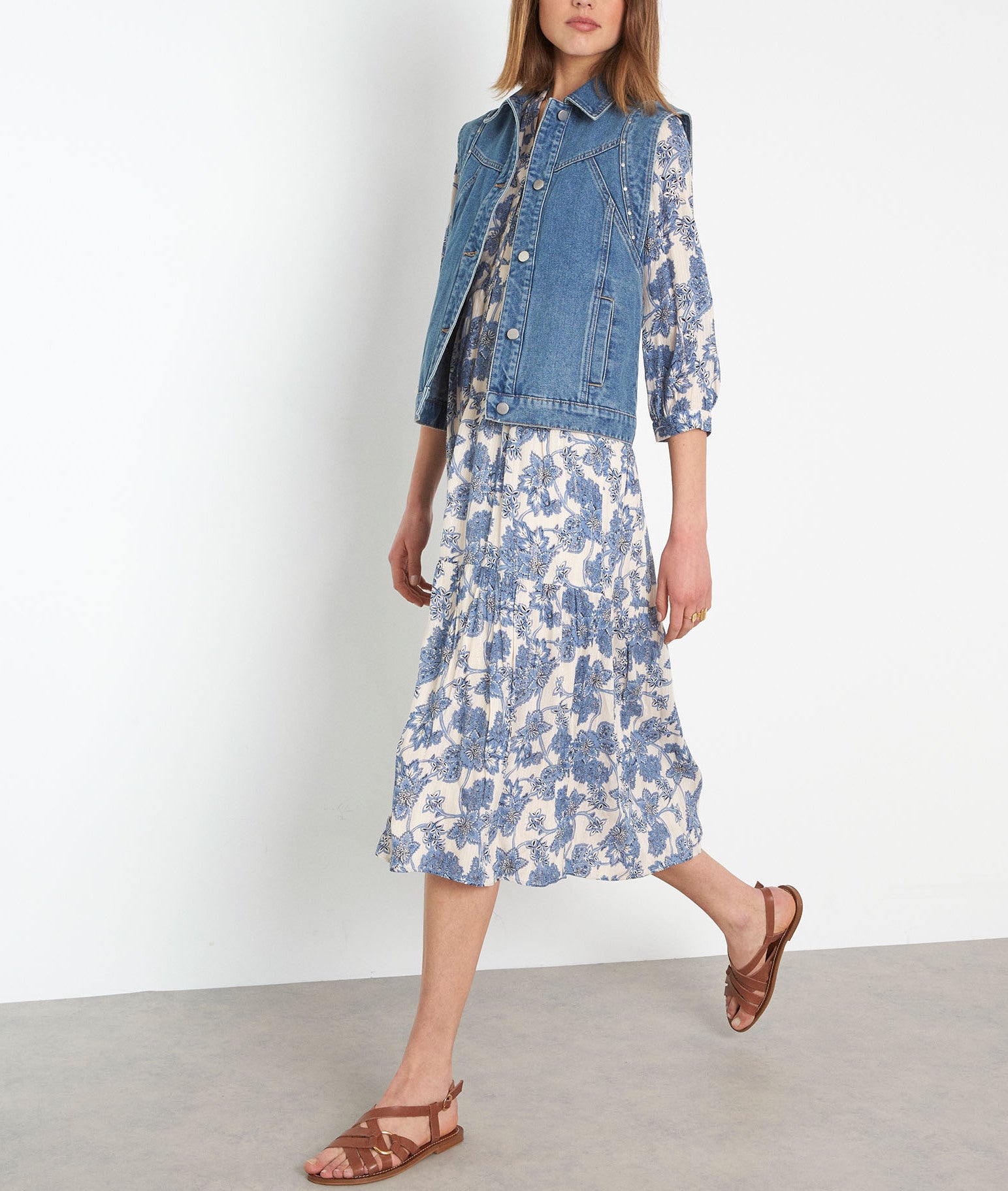 Robe longue imprimée bleu ciel Carola Faume - seconde main