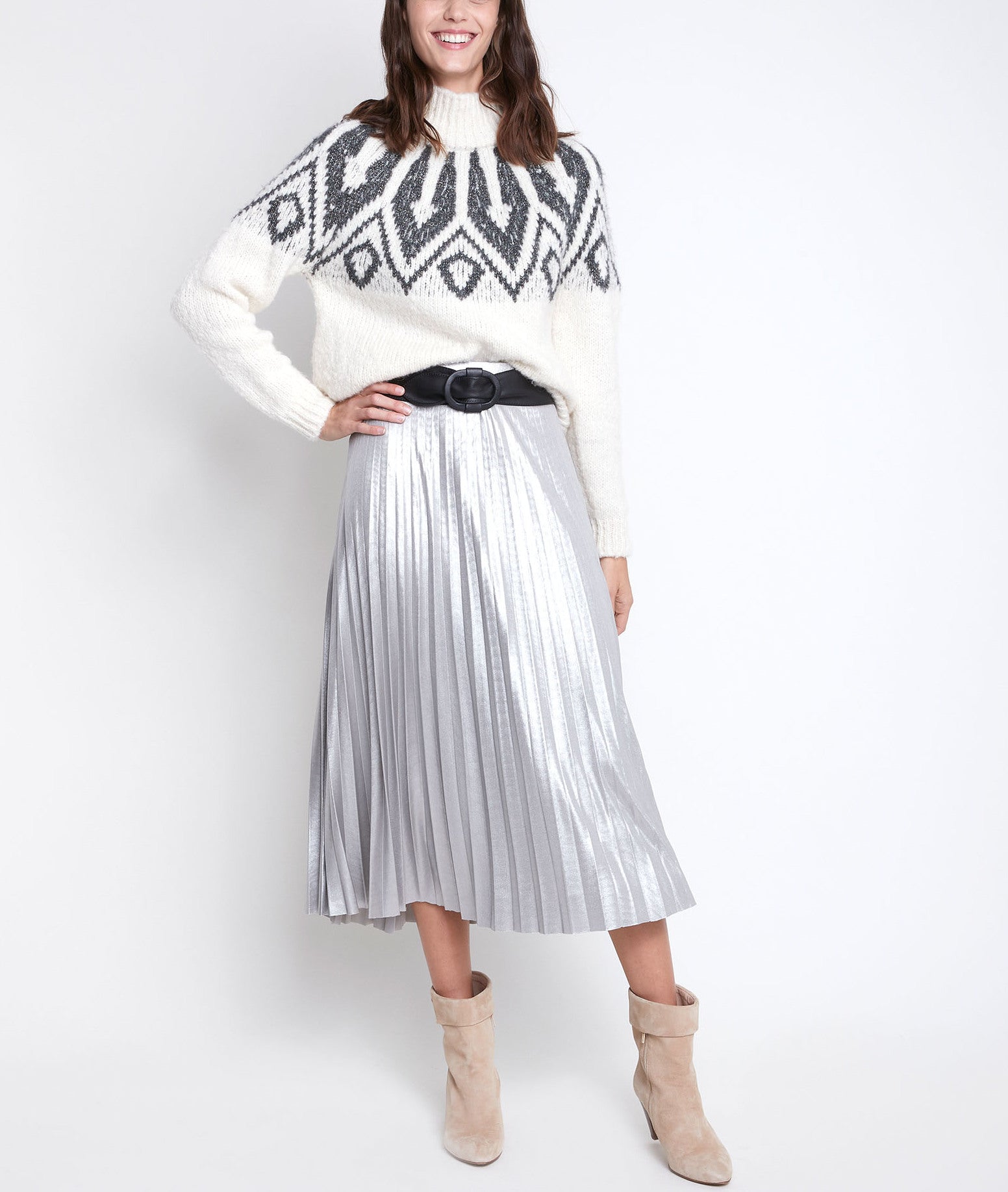 Jupe plissée métallisée Grazie Faume - seconde main