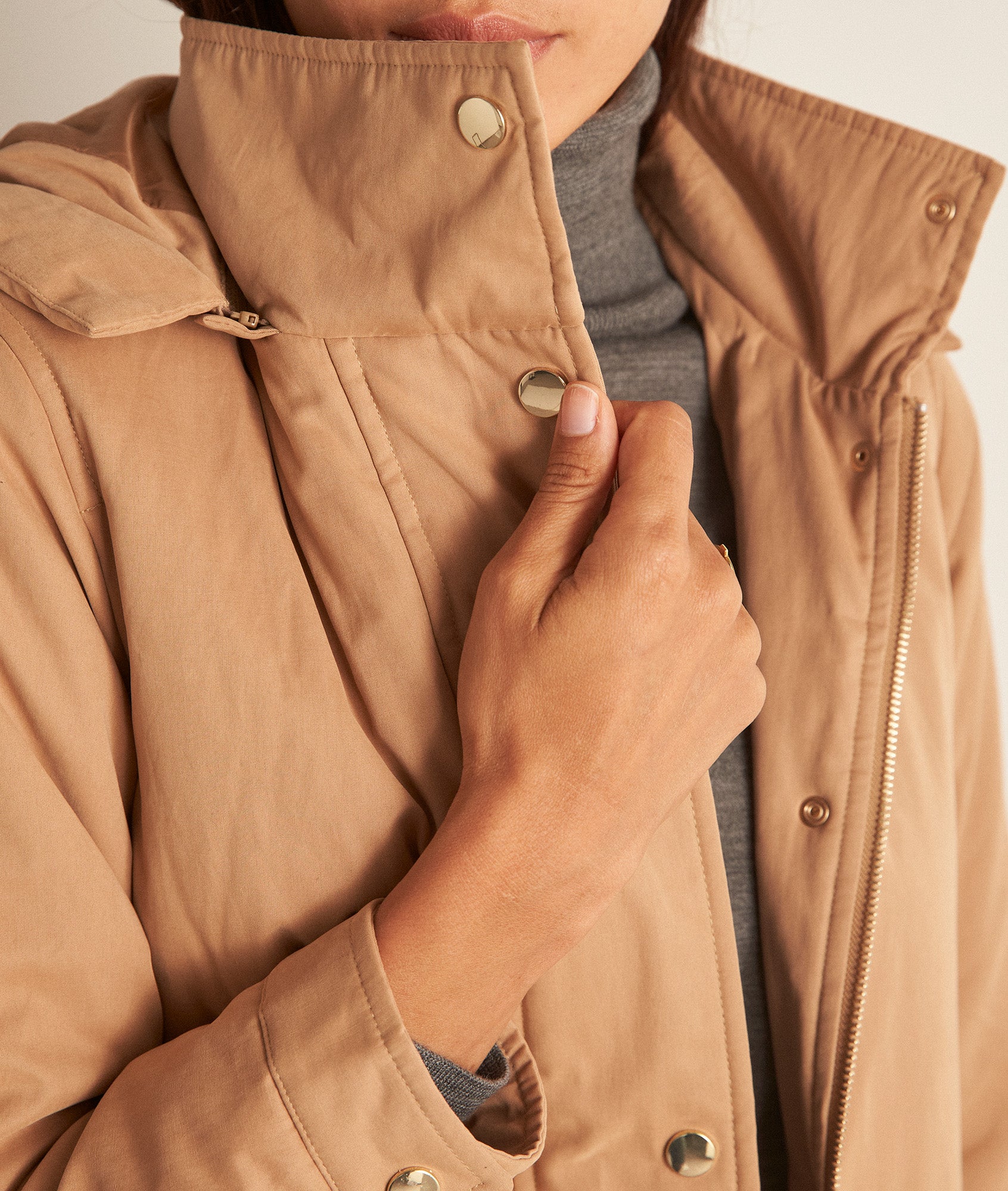 Parka courte à capuche beige Mélie Faume - seconde main