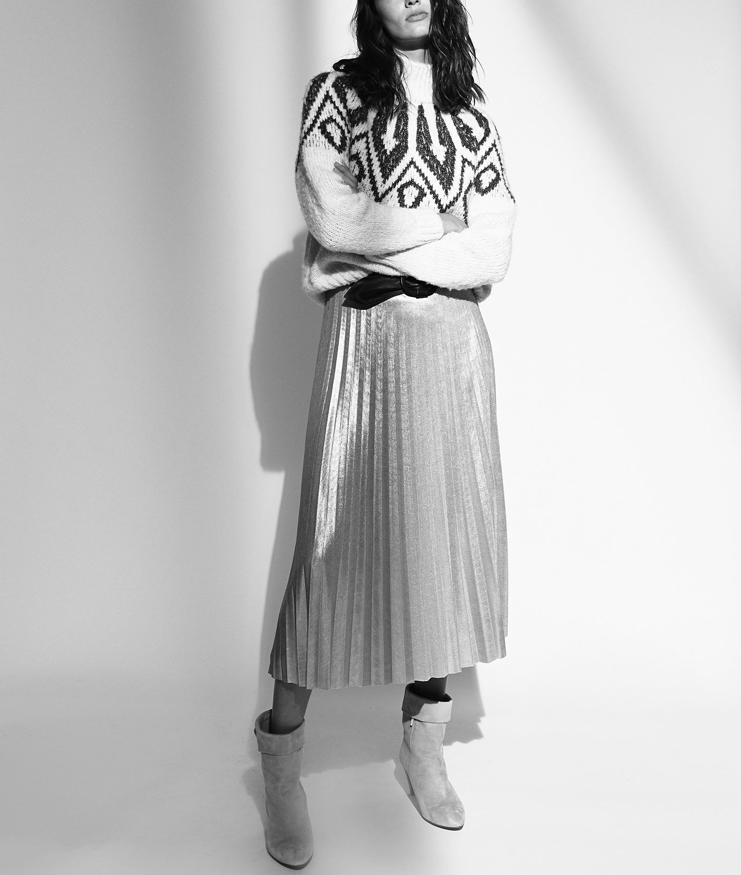 Jupe plissée métallisée Grazie Faume - seconde main