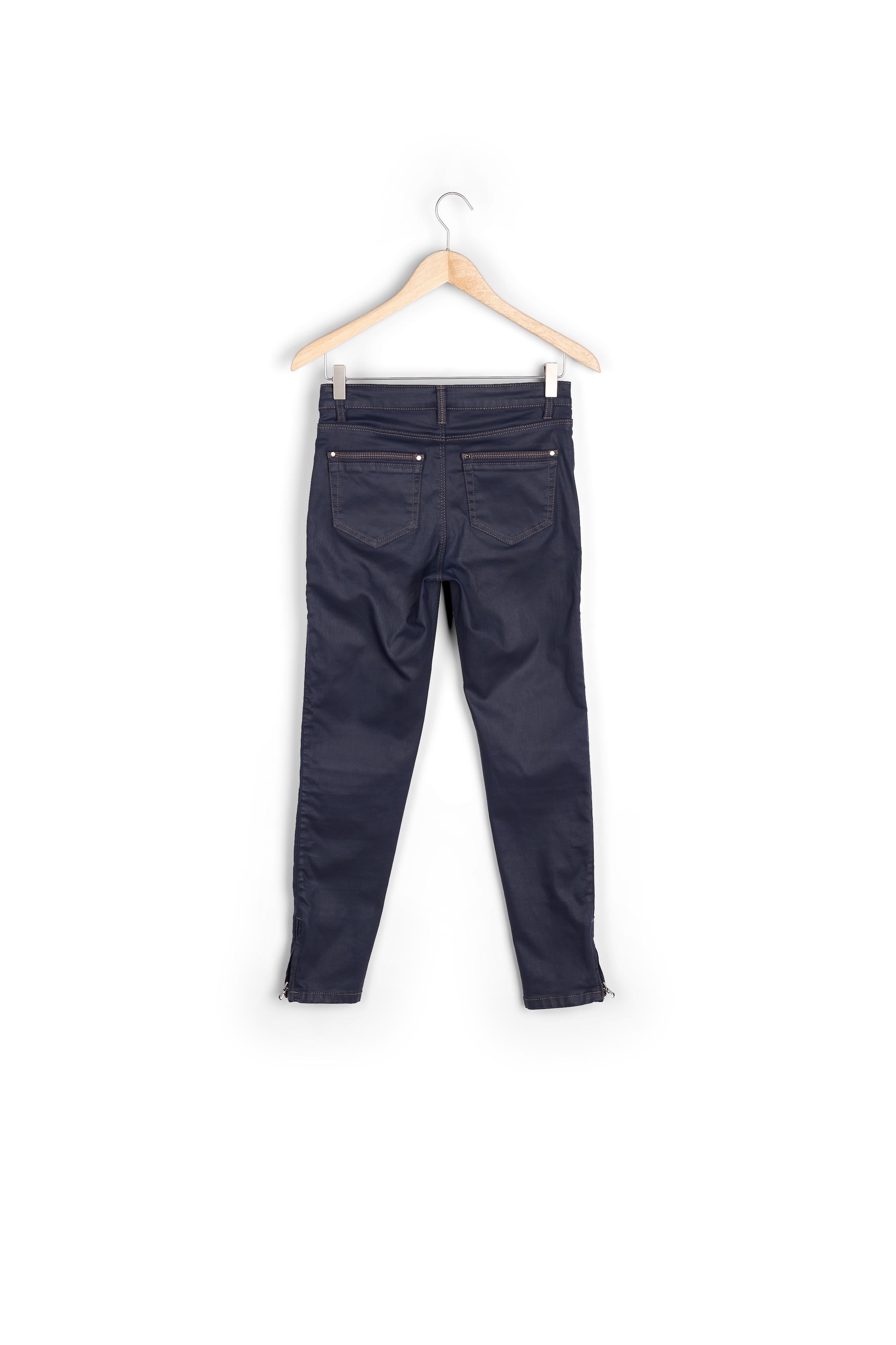 Jean marine enduit slim détails zip 7/8 Opéra Faume - seconde main